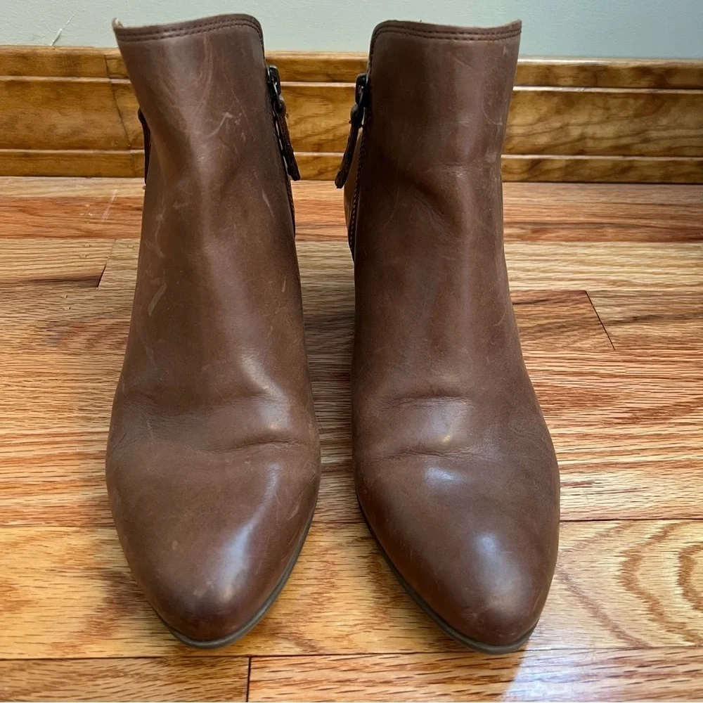 FRYE Judith Double Zip Booties Brown Leather Upper 9